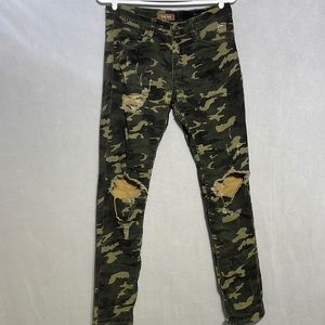 Crysp Denim Distressed Camo Pants